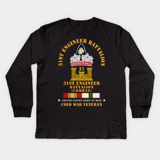 31st Engineer Bn (Combat) w COLD SVC Kids Long Sleeve T-Shirt